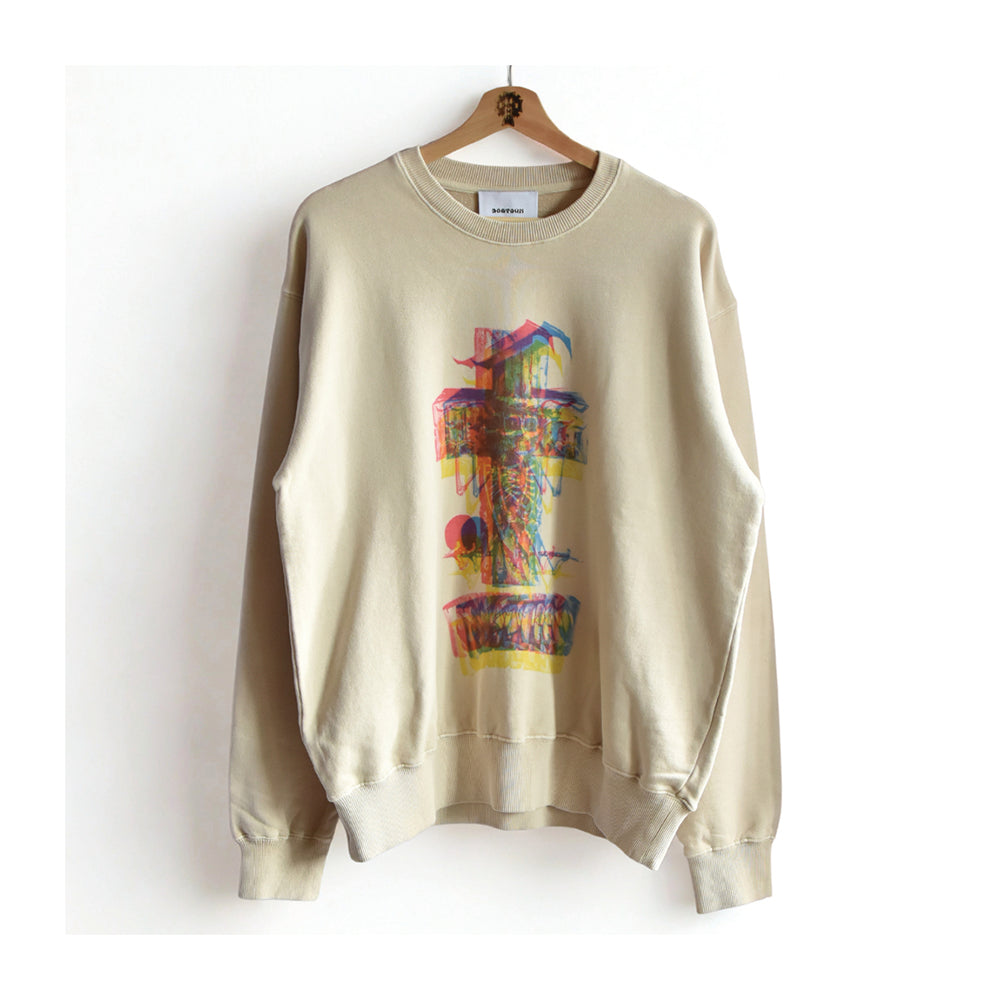 FISH BONE LOGO PRINTED 3D CREW SWEAT